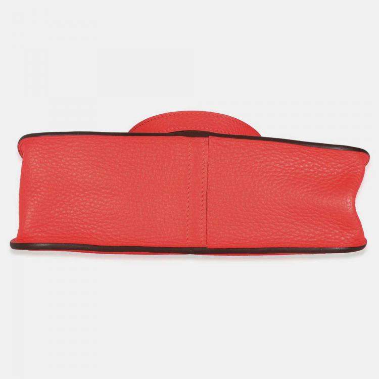 Pre Owned Hermes Halzan 25 Rose Texas Clemence Bag