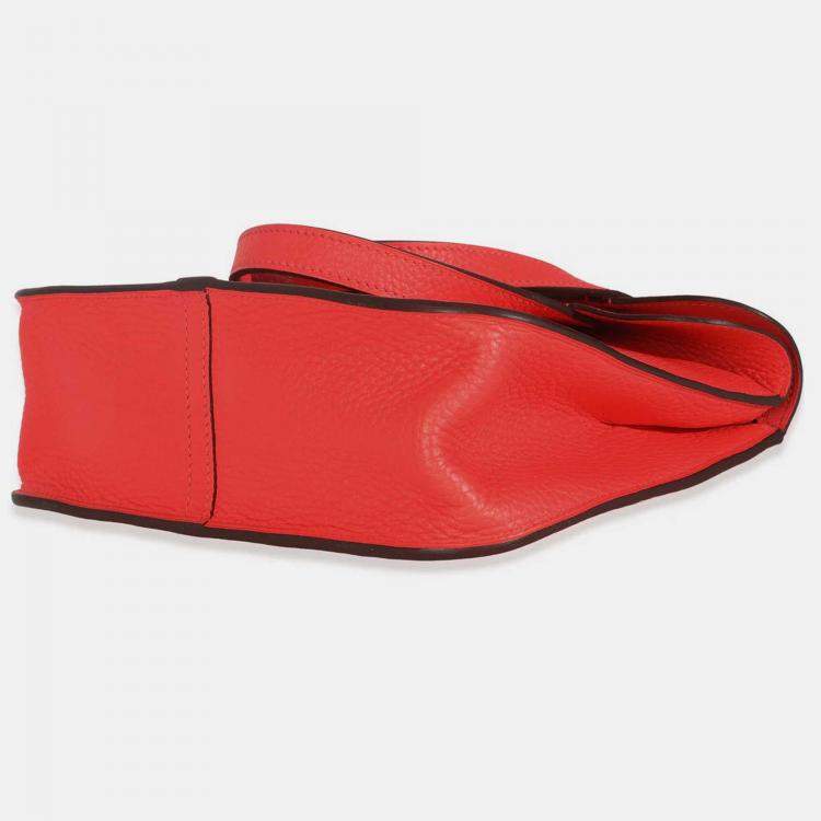 Pre Owned Hermes Halzan 25 Rose Texas Clemence Bag