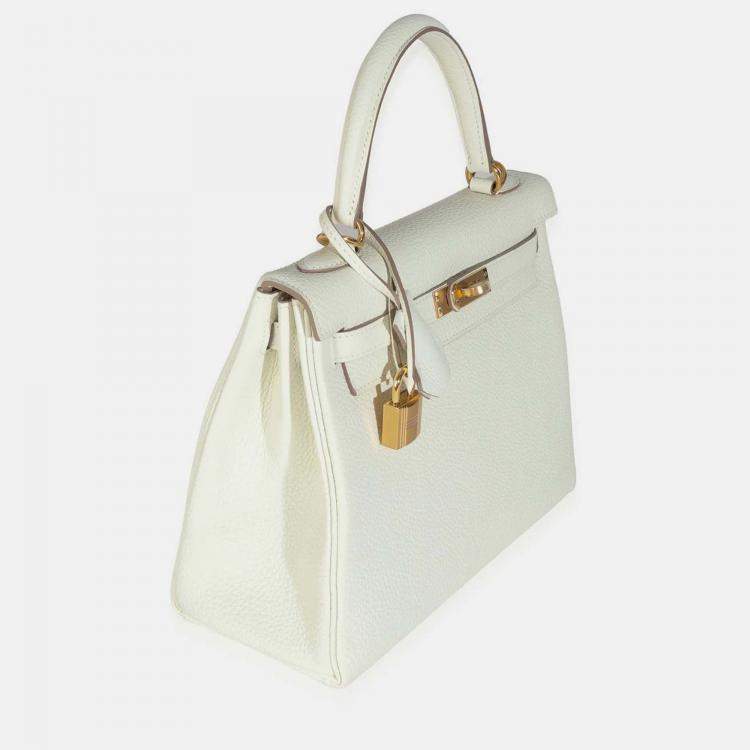 Pre Owned Hermes  Kelly 25  Mushroom Togo Retourne Bag