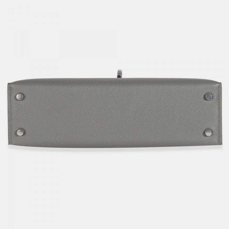Pre Owned Hermes Gris Meyer Epsom Sellier Mini Kelly II 20 SHW