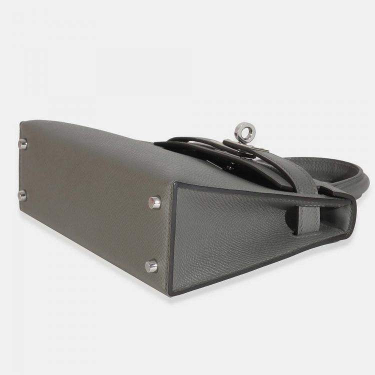 Pre Owned Hermes Gris Meyer Epsom Sellier Mini Kelly II 20 SHW