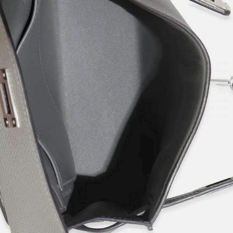 Pre Owned Hermes Gris Meyer Epsom Sellier Mini Kelly II 20 SHW