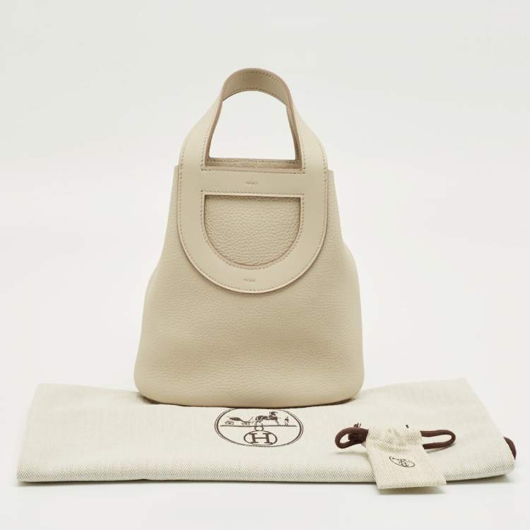 Pre Owned Hermès Beton Taurillon Clemence and Swift Leather In The Loop 18 Bag