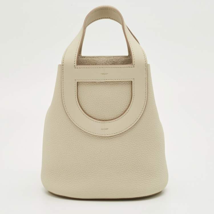 Pre Owned Hermès Beton Taurillon Clemence and Swift Leather In The Loop 18 Bag