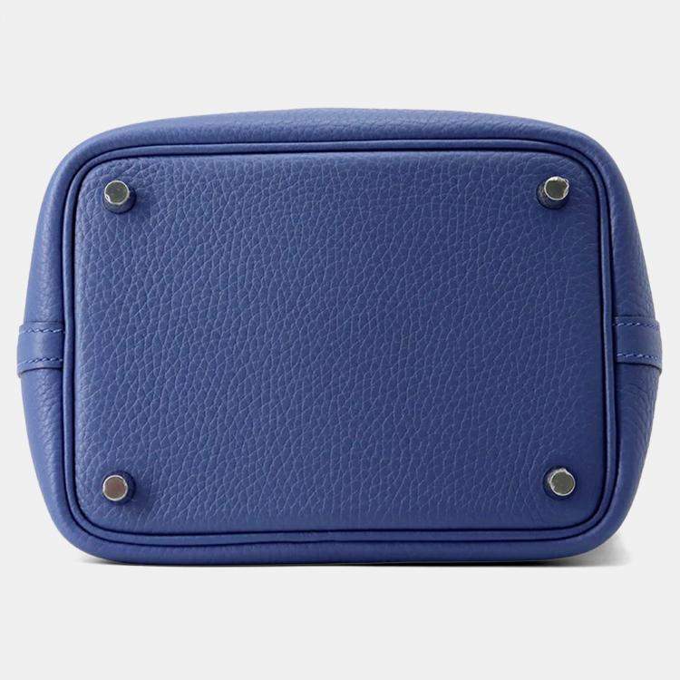 Pre Owned Hermes Picotin Lock Blue Tie Taurillon Clemence Size PM