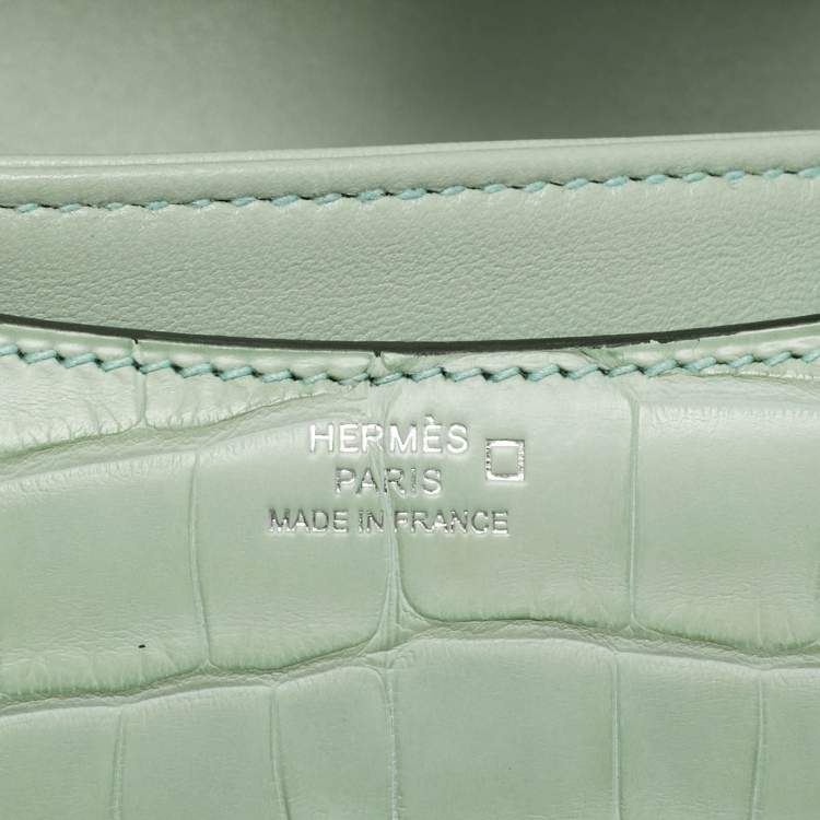 Pre Owned Hermes Vert d'eau Matte Alligator Palladium Finish Constance 18 Mini Bag