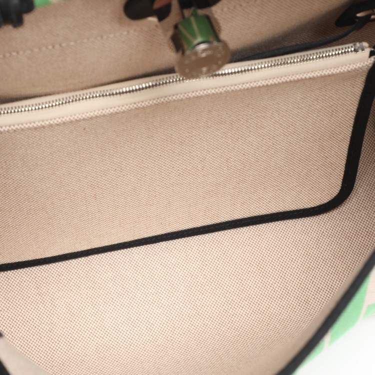 Pre Owned Hermès Vert Comics/Black H Plume Canvas and Vache Hunter Leather Maillons & Co Motif Herbag Zip 31 Bag