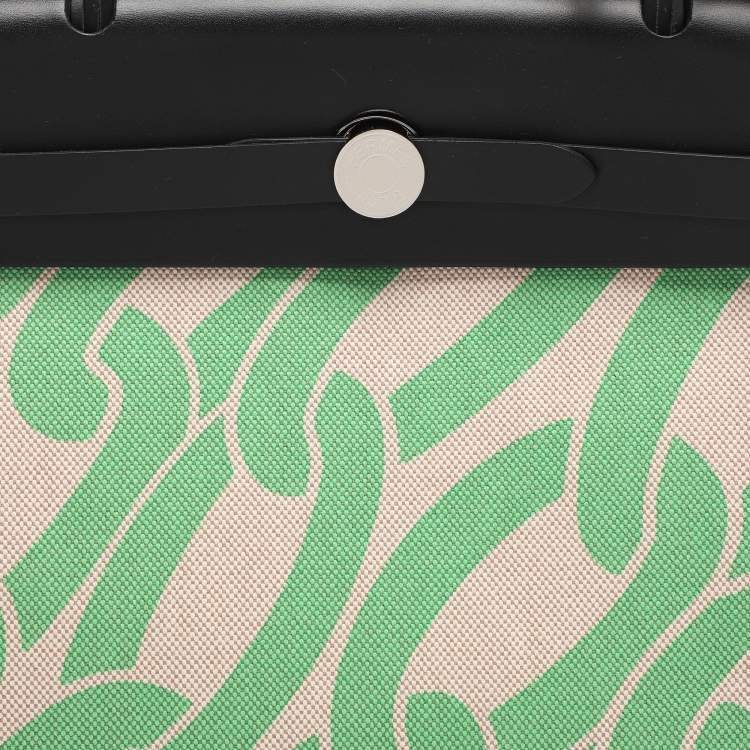 Pre Owned Hermès Vert Comics/Black H Plume Canvas and Vache Hunter Leather Maillons & Co Motif Herbag Zip 31 Bag
