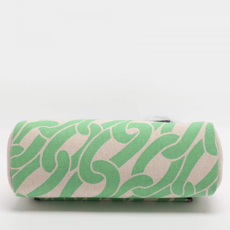 Pre Owned Hermès Vert Comics/Black H Plume Canvas and Vache Hunter Leather Maillons & Co Motif Herbag Zip 31 Bag