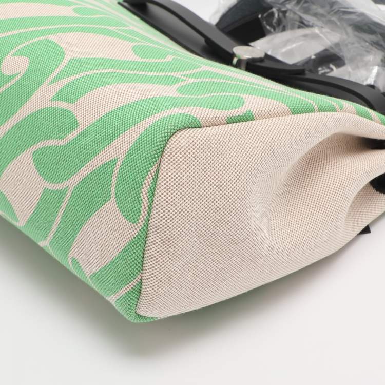 Pre Owned Hermès Vert Comics/Black H Plume Canvas and Vache Hunter Leather Maillons & Co Motif Herbag Zip 31 Bag