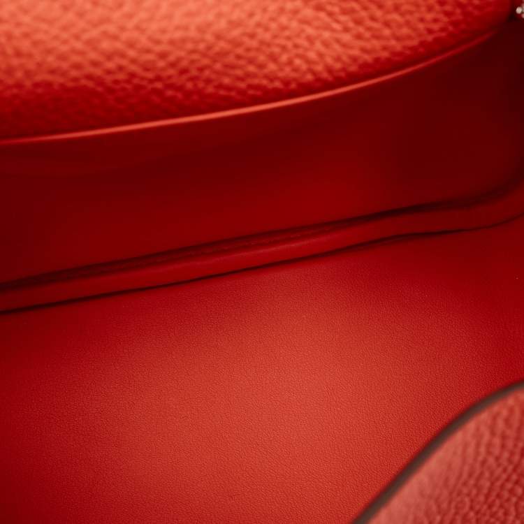 مملوكة مسبقًا Hermes Orange Field Taurillon Clemence Leather Palladium Finish Mini Lindy Bag