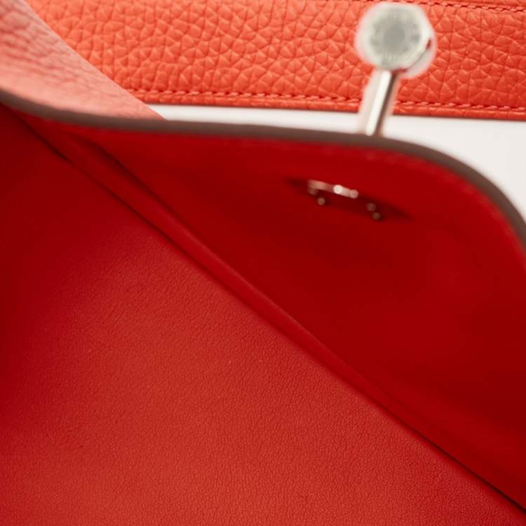 مملوكة مسبقًا Hermes Orange Field Taurillon Clemence Leather Palladium Finish Mini Lindy Bag