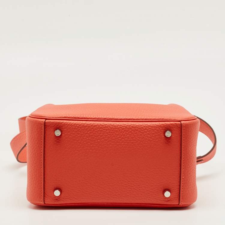 مملوكة مسبقًا Hermes Orange Field Taurillon Clemence Leather Palladium Finish Mini Lindy Bag