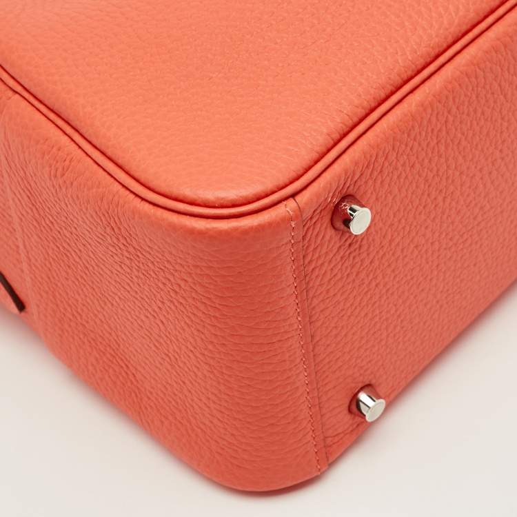 مملوكة مسبقًا Hermes Orange Field Taurillon Clemence Leather Palladium Finish Mini Lindy Bag