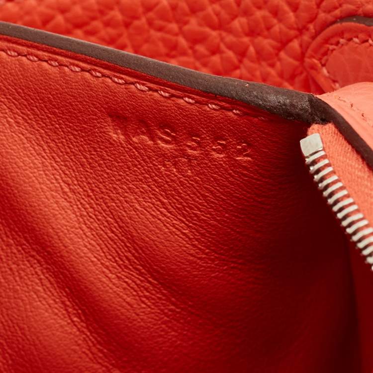 مملوكة مسبقًا Hermes Orange Field Taurillon Clemence Leather Palladium Finish Mini Lindy Bag