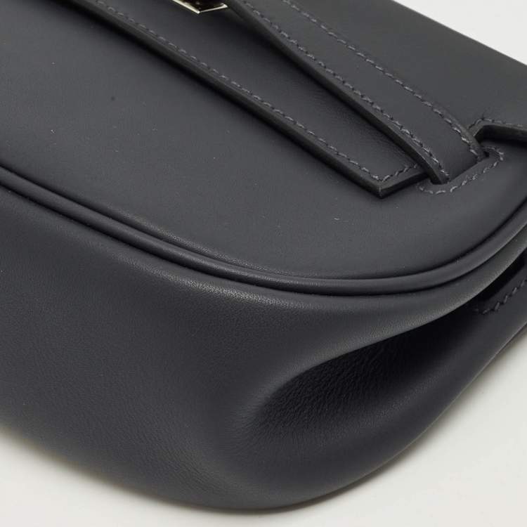 Pre Owned Hermes Gris Misty Swift Leather Palladium Finish Kelly Moove Bag