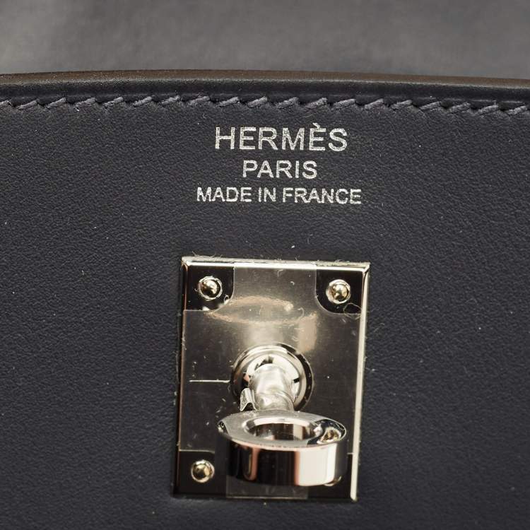 Pre Owned Hermes Gris Misty Swift Leather Palladium Finish Kelly Moove Bag