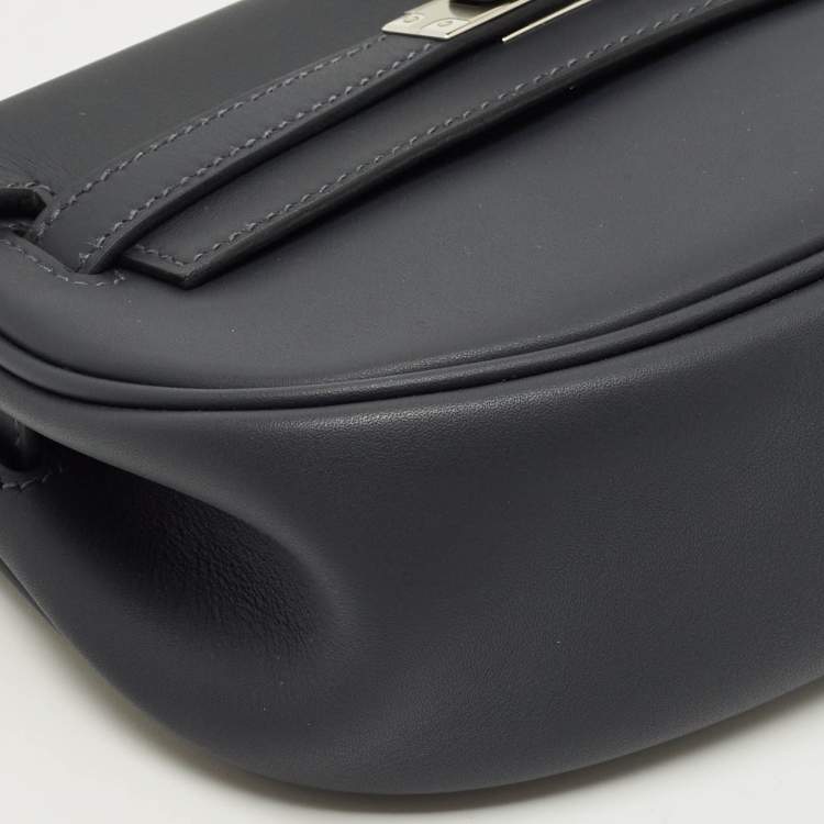 Pre Owned Hermes Gris Misty Swift Leather Palladium Finish Kelly Moove Bag