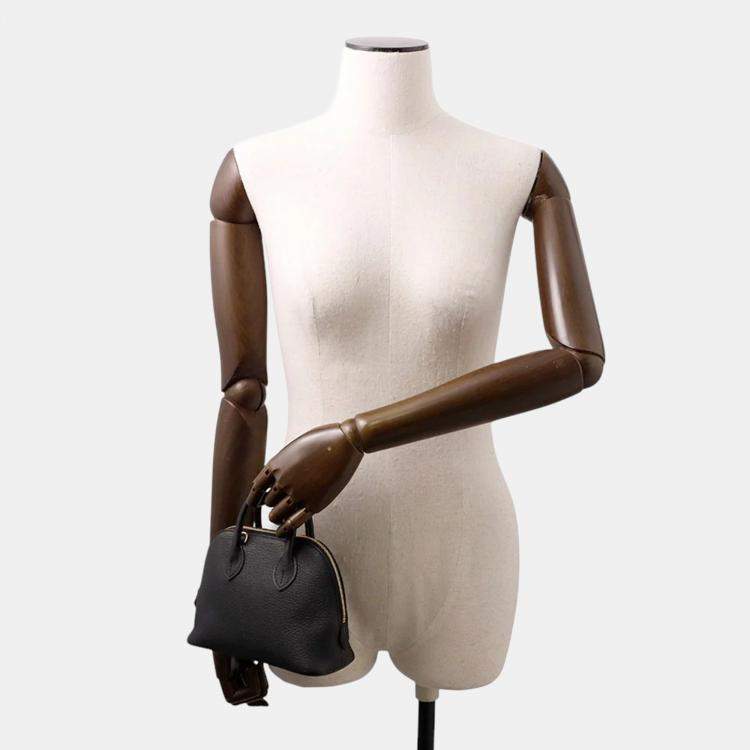 Pre Owned Hermes Bolide 1923 Black Chevre Myzore Goatskin Size Mini