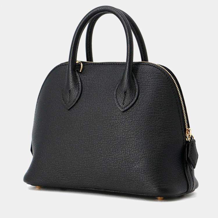 Pre Owned Hermes Bolide 1923 Black Chevre Myzore Goatskin Size Mini