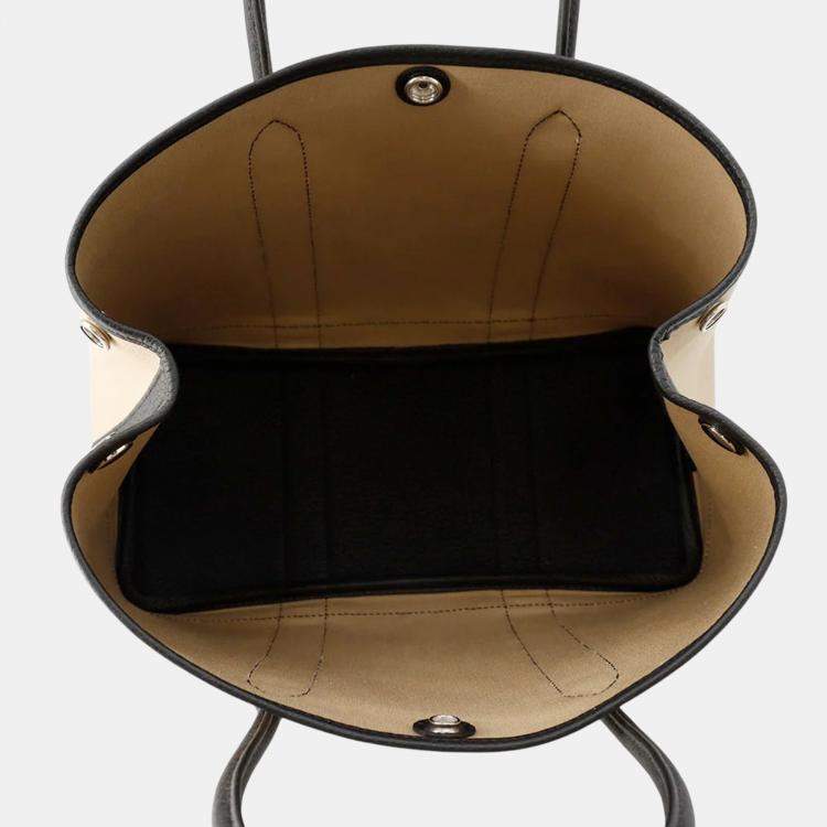 Pre Owned Hermes Garden Party  Size Tpm Trench/Black Toile H Negonda Leather Bag 