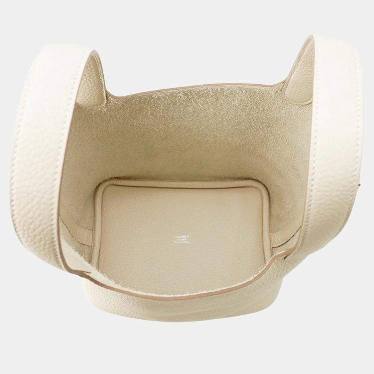 Pre Owned Hermes Picotin Lock 18 Craie Taurillon Clemence Bag 