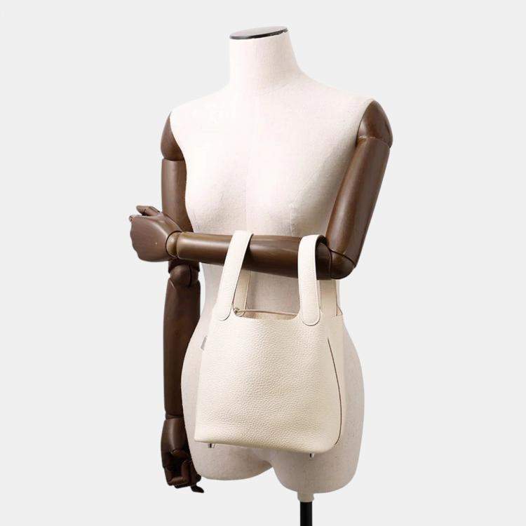 Pre Owned Hermes Picotin Lock 18 Craie Taurillon Clemence Bag 