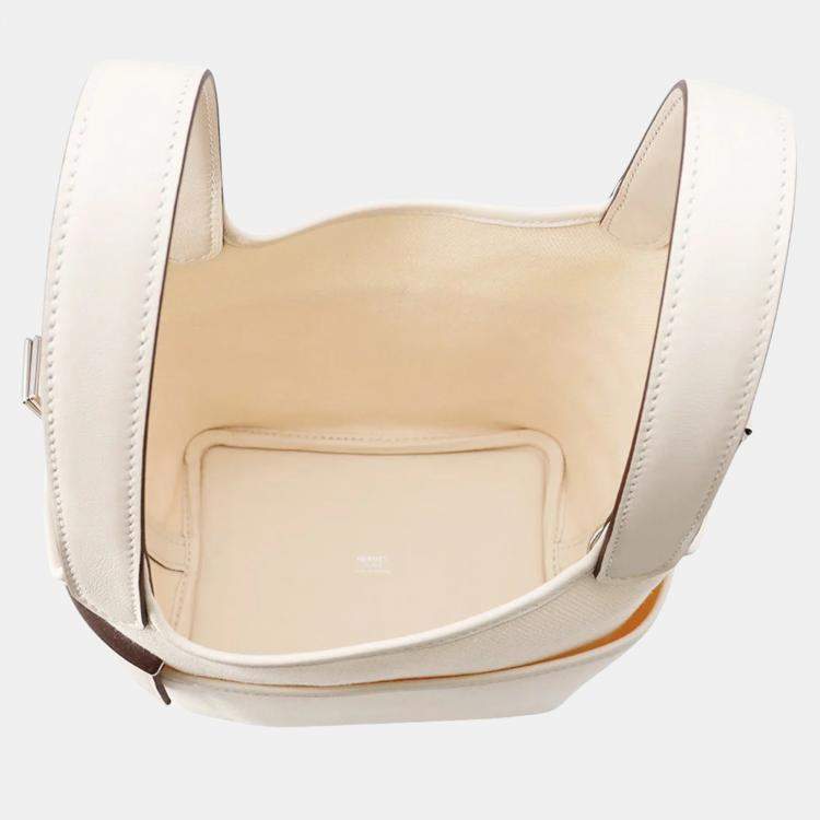 Pre Owned Hermes Picotin Lock 18  Cargo Nata Swift Leather Toile Goelan Bag 