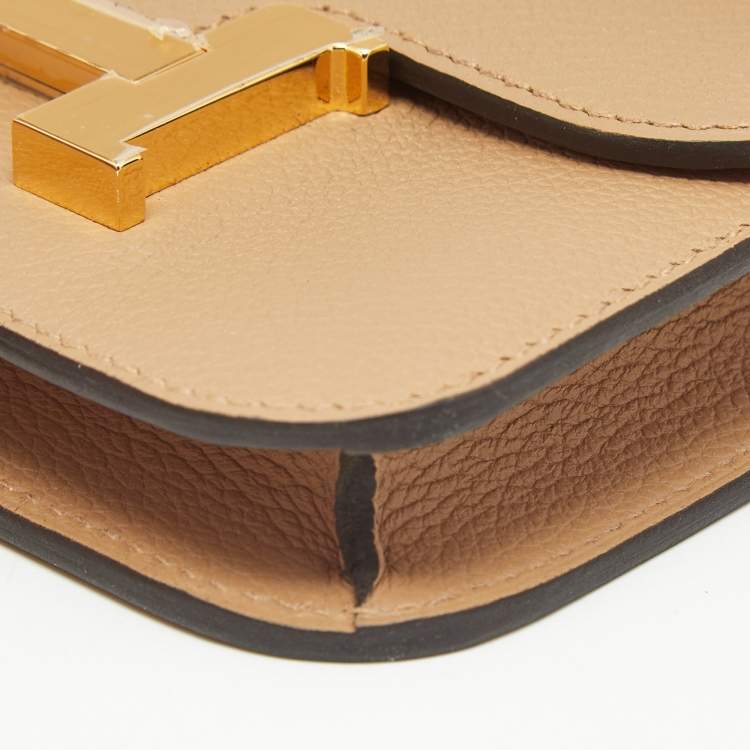 Pre Owned Hermès Chai/Lime Evercolor Leather Constance Slim Wallet