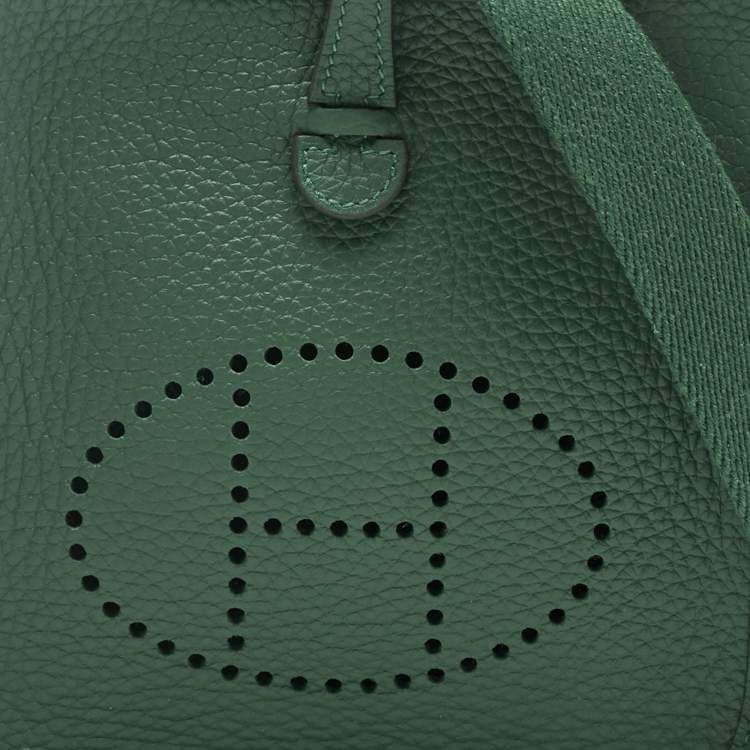 Pre Owned Hermes Vert Moyen Taurillon Clemence Leather Evelyne TPM Bag