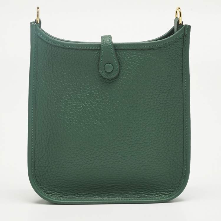 Pre Owned Hermes Vert Moyen Taurillon Clemence Leather Evelyne TPM Bag