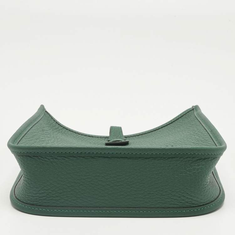 Pre Owned Hermes Vert Moyen Taurillon Clemence Leather Evelyne TPM Bag