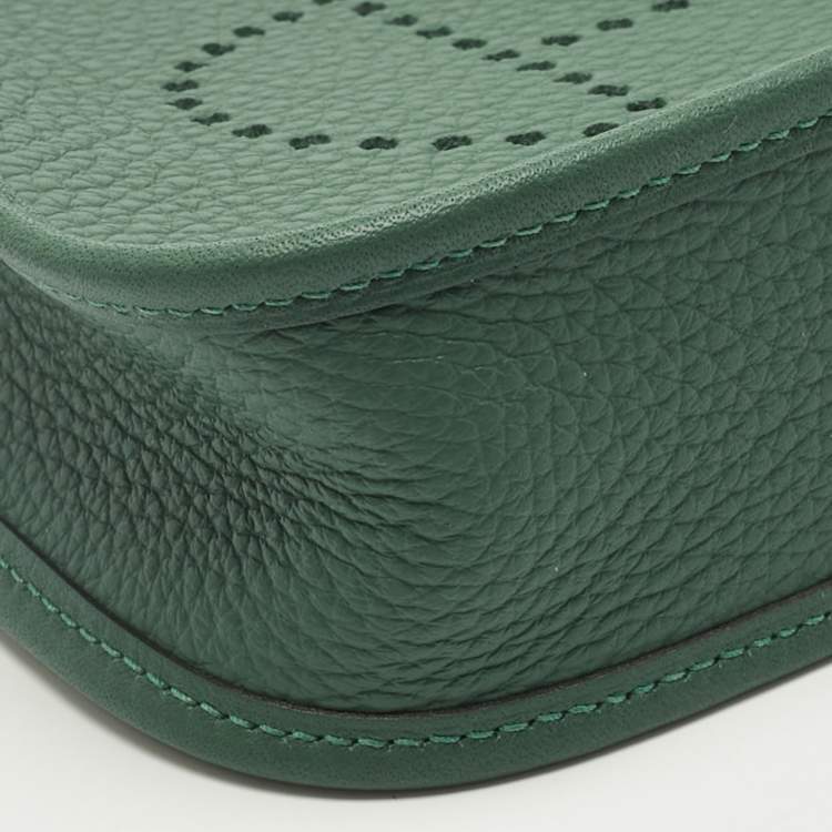 Pre Owned Hermes Vert Moyen Taurillon Clemence Leather Evelyne TPM Bag
