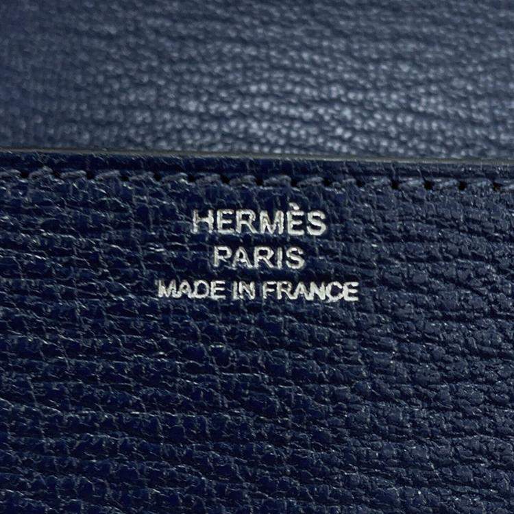 Pre Owned Hermes Roulis Slim Blue Navy Chevre Myzore Goatskin