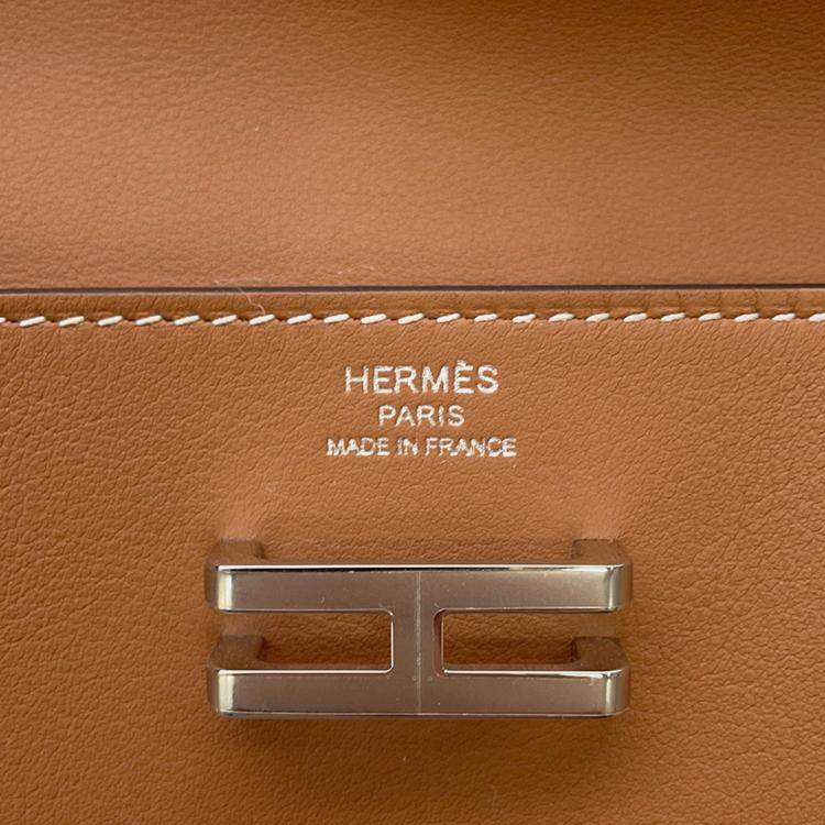 Pre Owned Hermes Elan Pocket 24 Gold Swift Leather Size 24