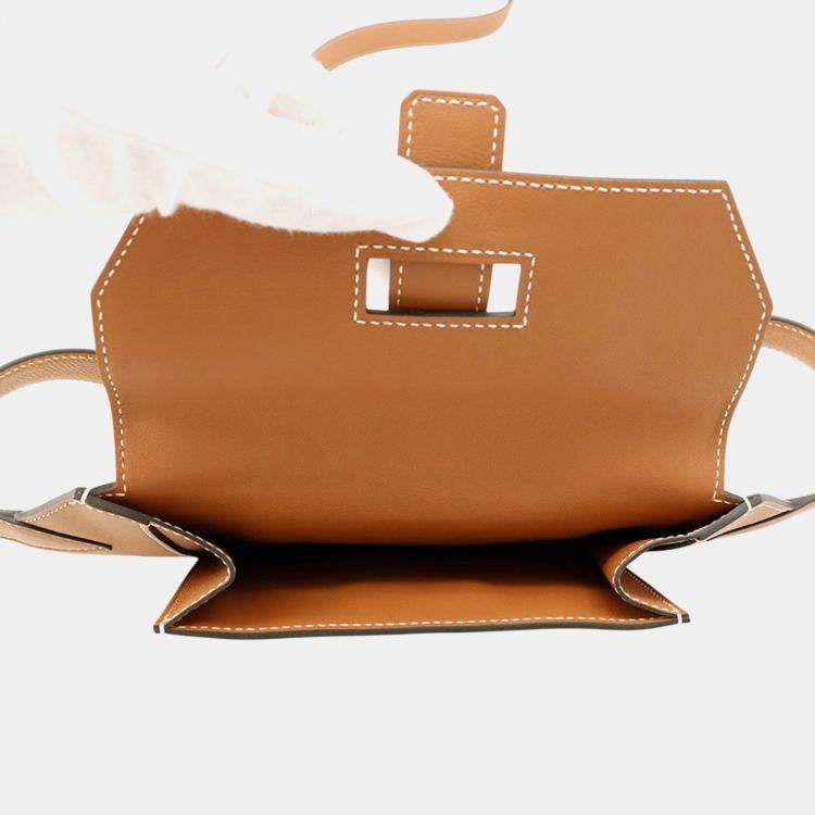 Pre Owned Hermes Elan Pocket 24 Gold Swift Leather Size 24