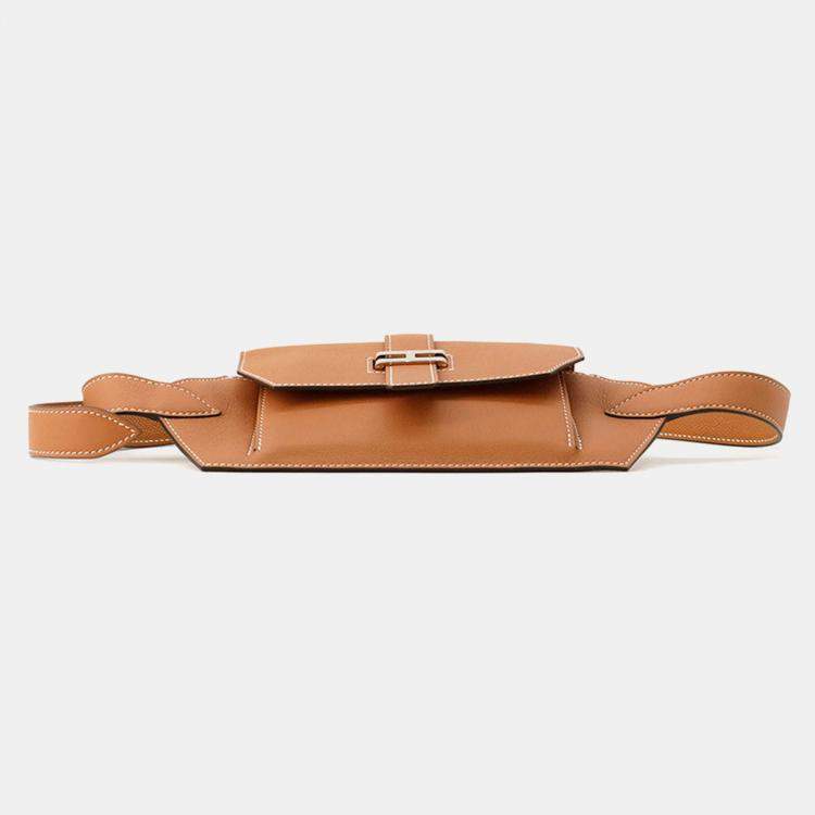 Pre Owned Hermes Elan Pocket 24 Gold Swift Leather Size 24