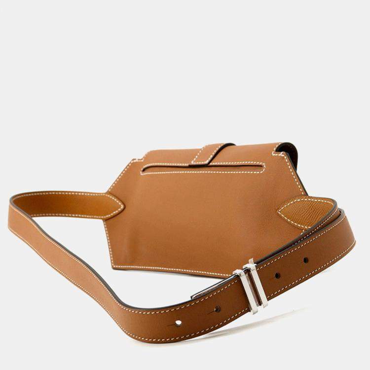 Pre Owned Hermes Elan Pocket 24 Gold Swift Leather Size 24