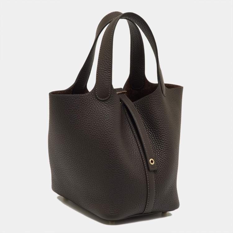 Pre Owned Hermès Chocolat Taurillon Clemence Leather Picotin Lock 18 Bag