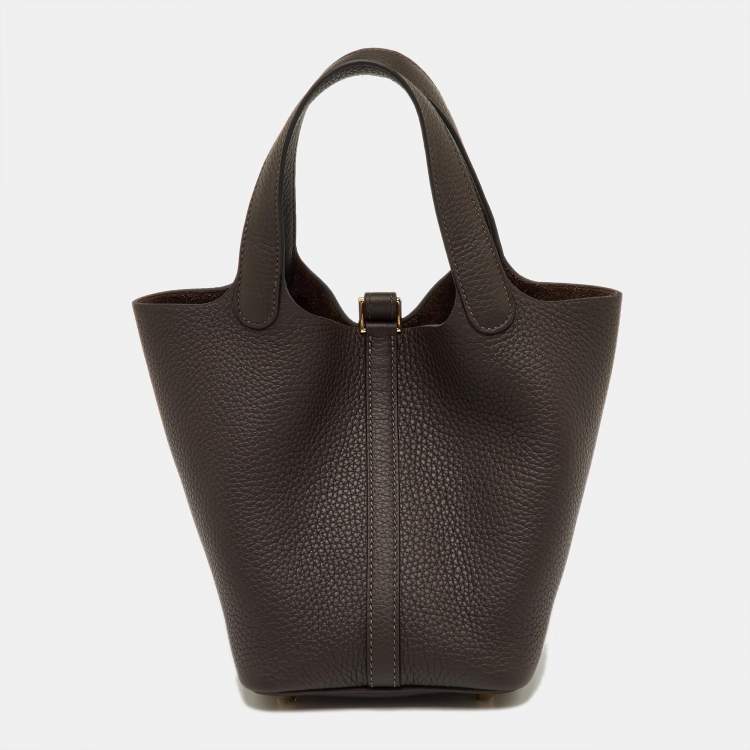 Pre Owned Hermès Chocolat Taurillon Clemence Leather Picotin Lock 18 Bag