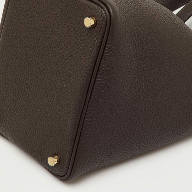 Pre Owned Hermès Chocolat Taurillon Clemence Leather Picotin Lock 18 Bag