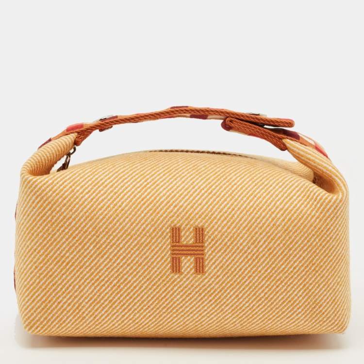 Pre Owned Hermes Bride-a-Brac Carre Small Fauve Canvas Case