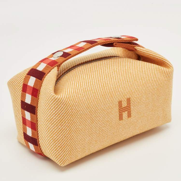 Pre Owned Hermes Bride-a-Brac Carre Small Fauve Canvas Case