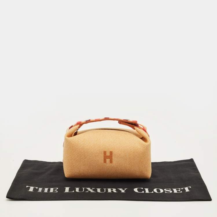 Pre Owned Hermes Bride-a-Brac Carre Small Fauve Canvas Case