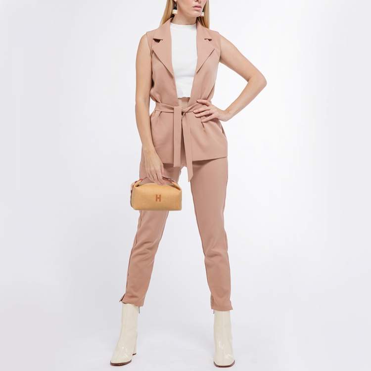 Pre Owned Hermes Bride-a-Brac Carre Small Fauve Canvas Case