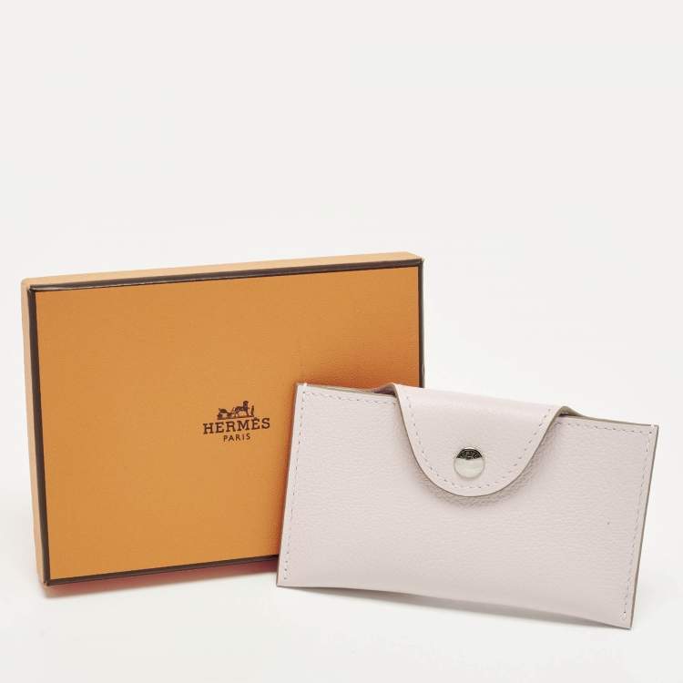 Pre Owned Hermes Iliade Mauve Pâle Evercolor Leather Card Holder