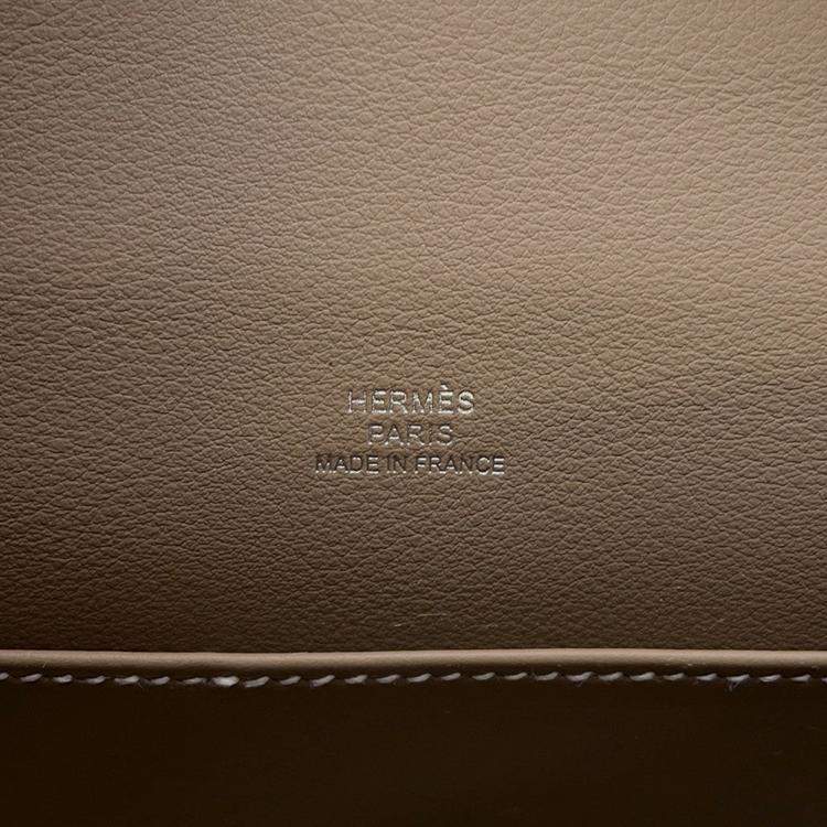 Pre Owned Hermes Pochette kelly Etoupe Swift Leather