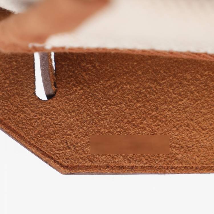 Pre Owned Hermes Herbag 20 Gold Plated Beige/Brown Canvas and  Leather Bag