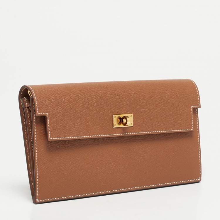 Pre Owned محفظة هيرمس كيلي بوكيت مادام ذهبي طويل