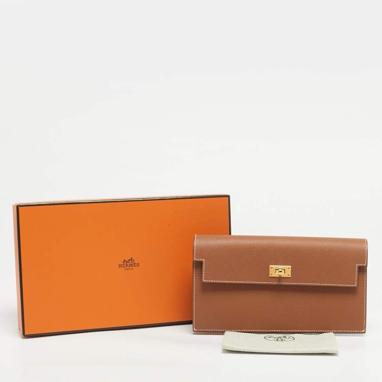 Pre Owned محفظة هيرمس كيلي بوكيت مادام ذهبي طويل